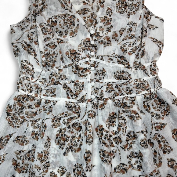 White House Black Market Brown and White Floral Sleeveless Midi Dress - Picture 3 of 7